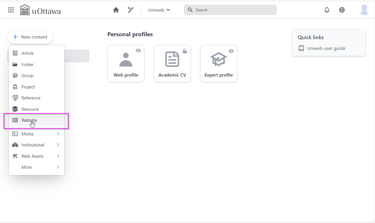 Creating a website in upcoming UNIWeb (Version 3)