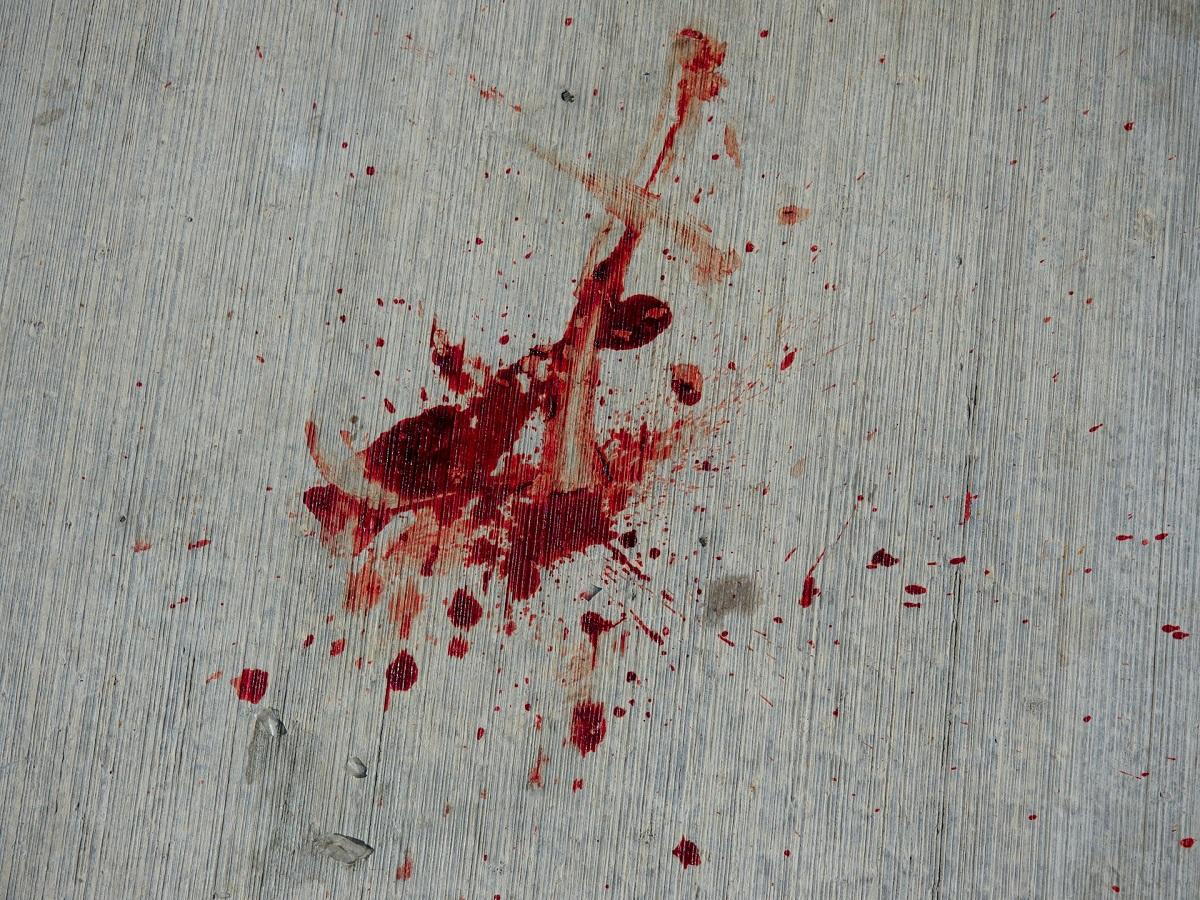 Splatter of blood on concrete