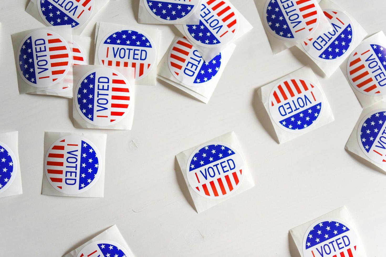 Stickers that read 'I voted'