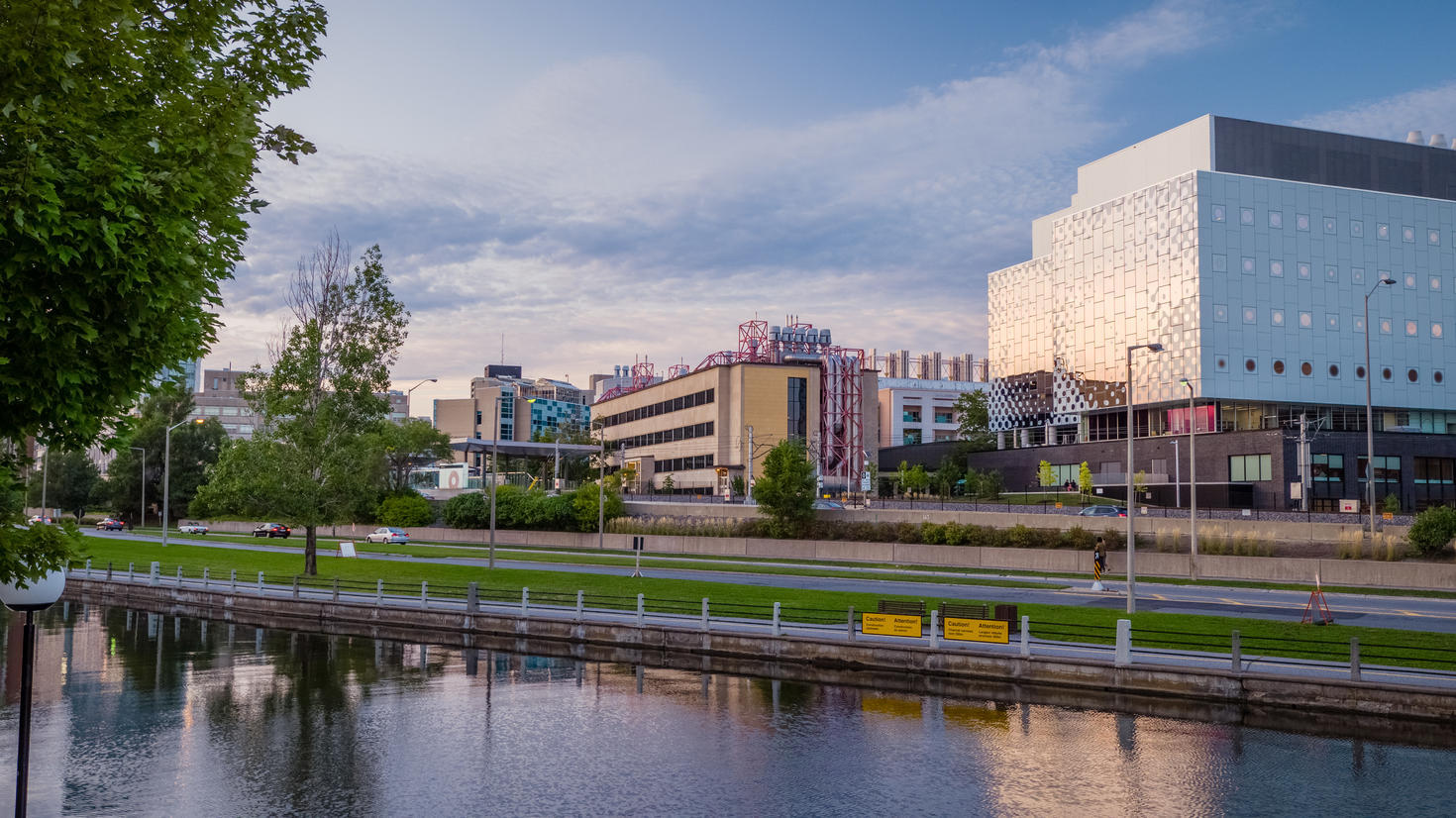 View of the STEM Complex from across the canal