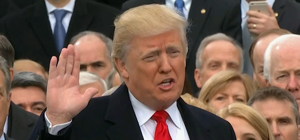 Trump being sworn in as President of the United States