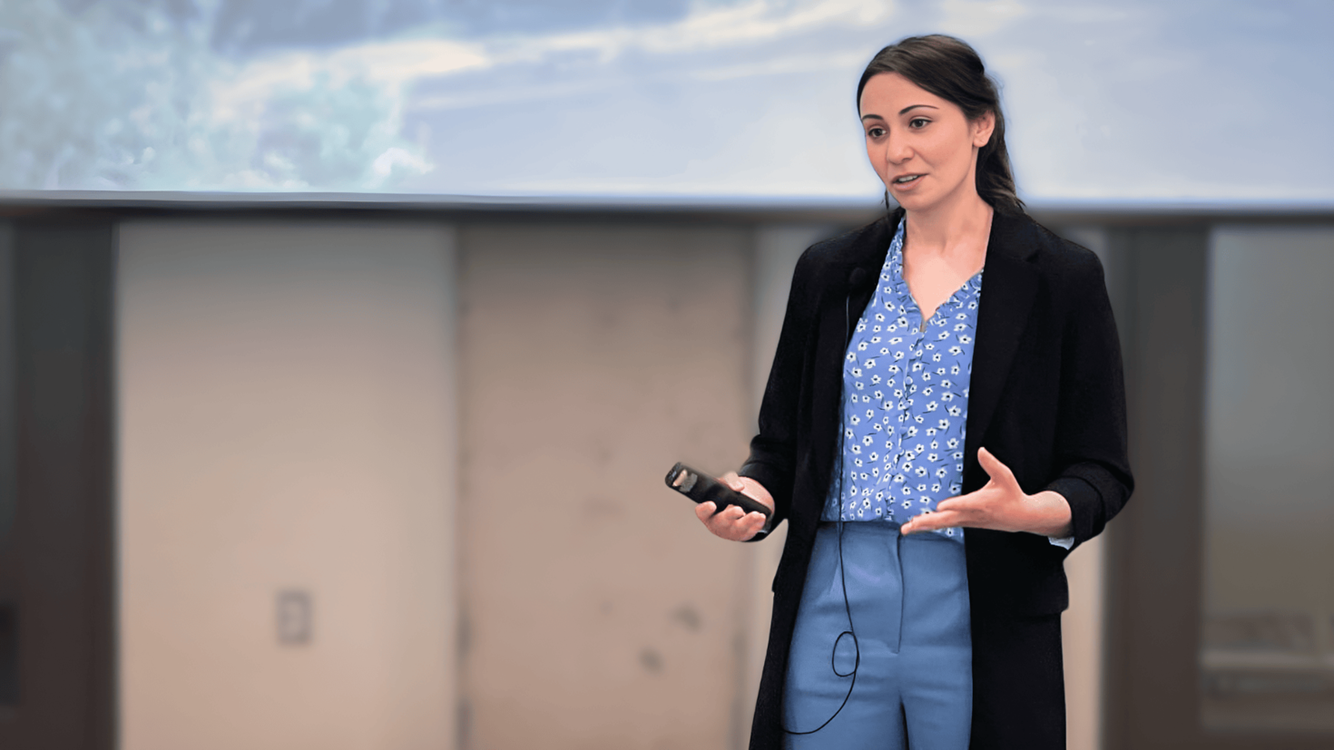 Olga Koppel presenting her pitch at the Entrepreneurship Hub