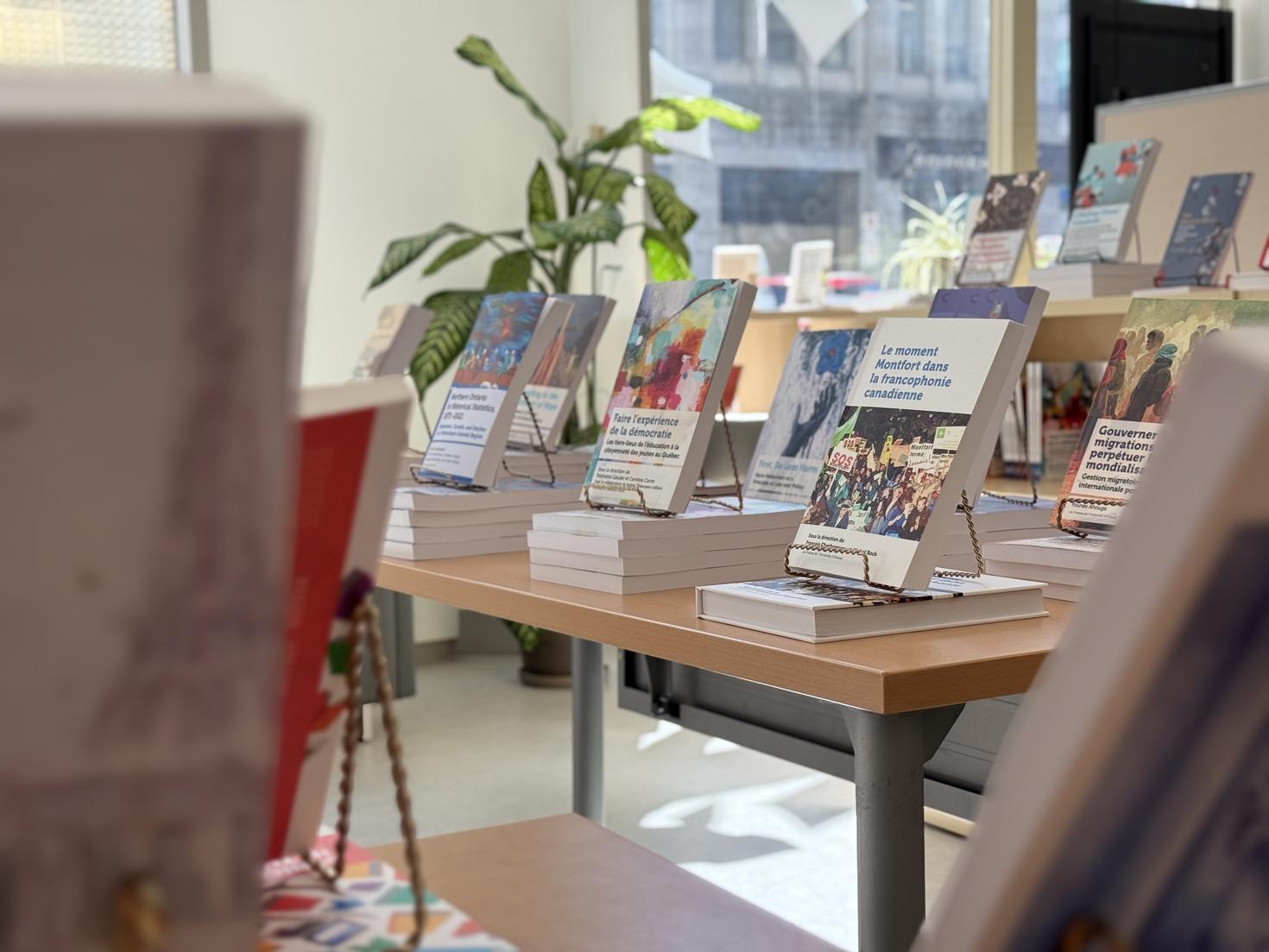 Book display at the University of Ottawa Press