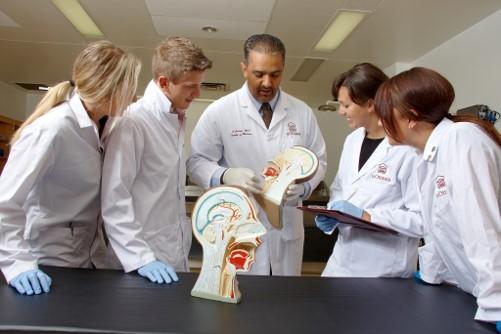 Medical students with teacher