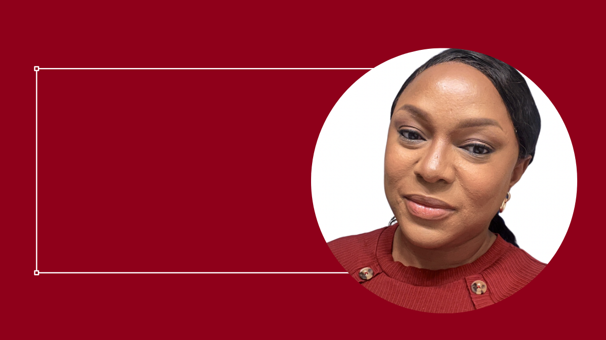 Picture of Victoria IT support staff inside a circle on a red background