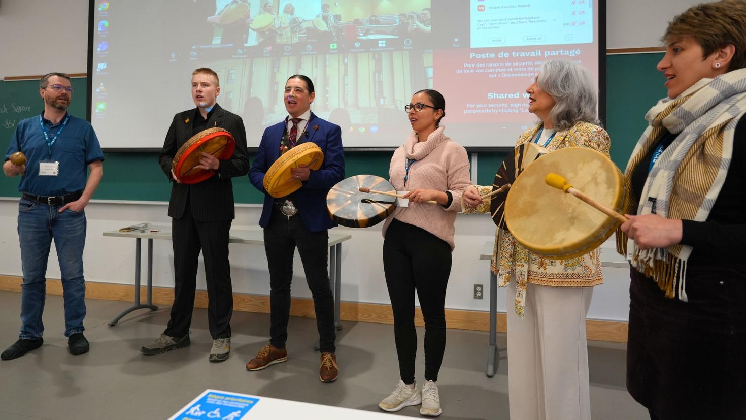 Professor Ouellette conducted a purification ceremony known as a smudge