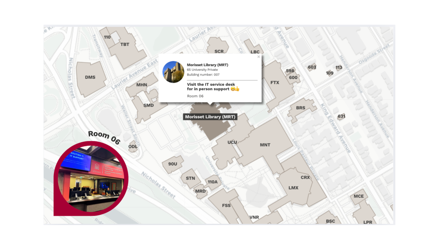 Virtual campus map for MRT 