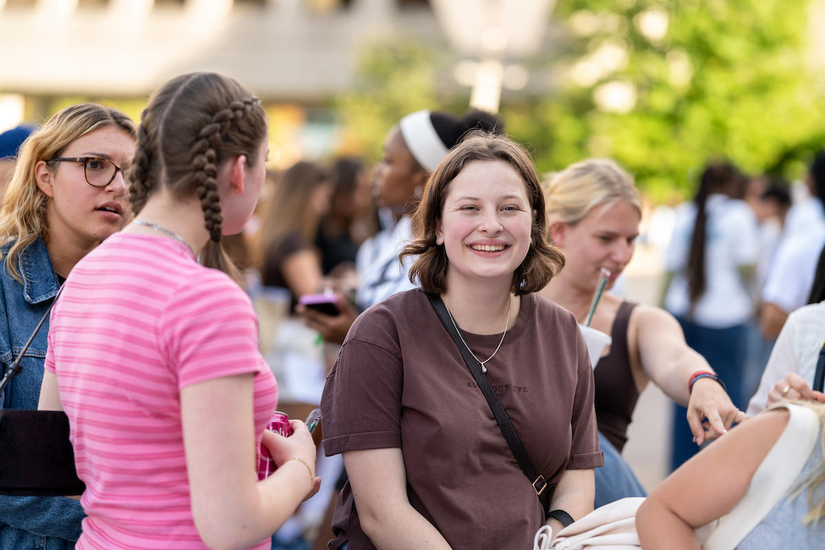 Students chatting during an event