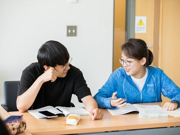 Two students studying together