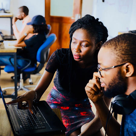 Students on a computer