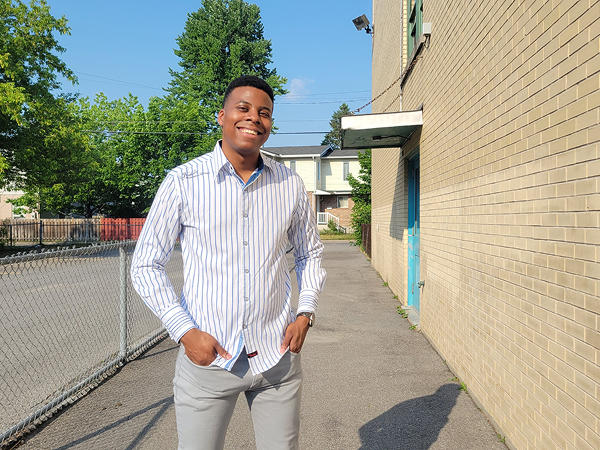 Student standing outside