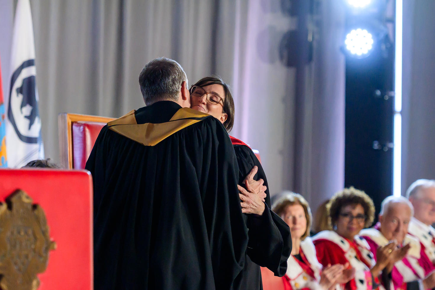 Marie-Eve Sylvestre hugging Mark Sutcliffe