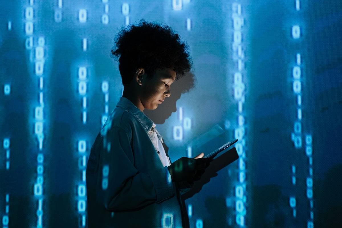 Woman looking at computer