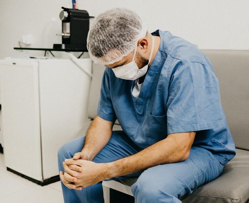 Tired healthcare worker