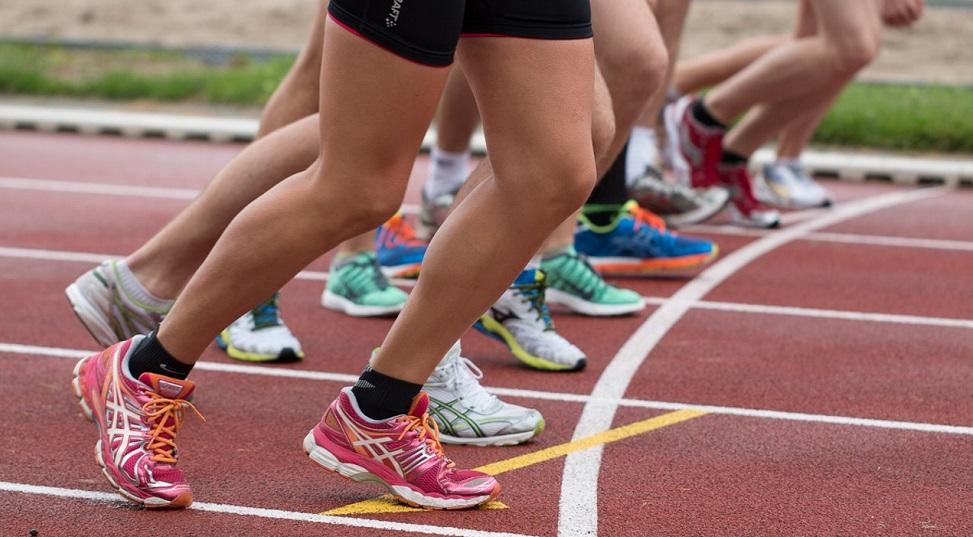 Group of runners on a race track