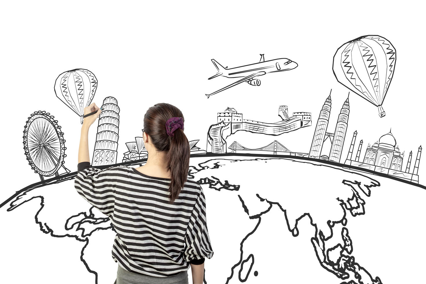 Femme qui dessine le monde