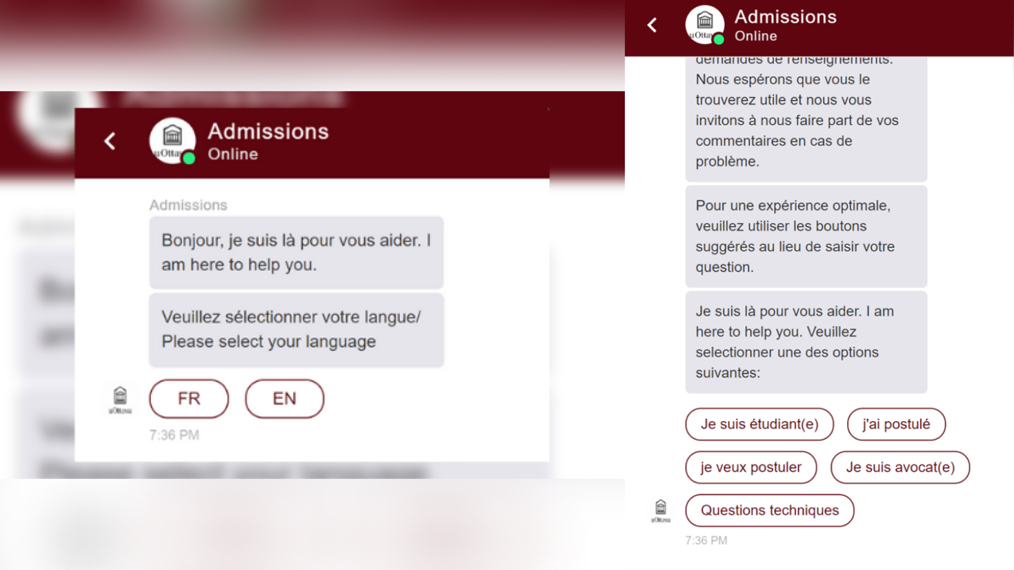 Un robot de clavardage pour répondre aux questions sur l’admission