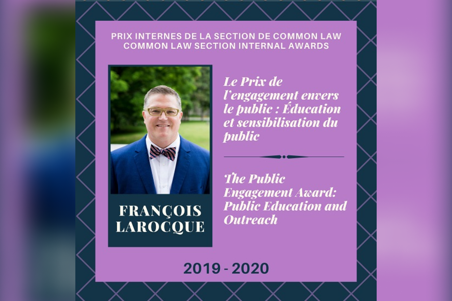 François Larocque, Le Prix de l’engagement envers le public : Éducation et sensibilisation du public