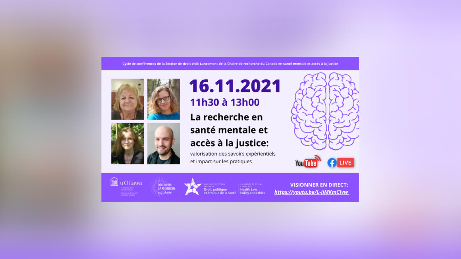 Lancement de la Chaire de recherche du Canada en santé mentale et accès à la justice