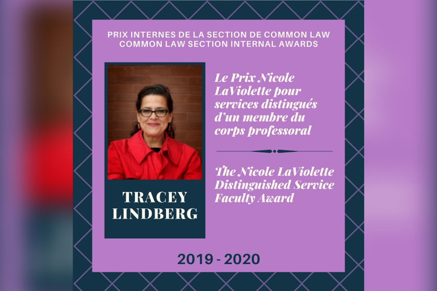 Tracey Lindberg, Le Prix Nicole LaViolette pour services distingués d’un membre du corps professoral