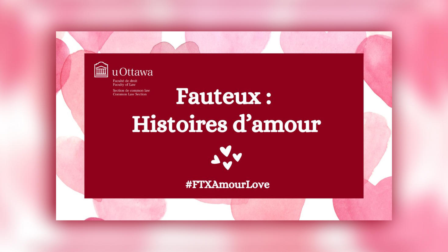 bannière rouge avec des coeurs fauteux histoires d'amour