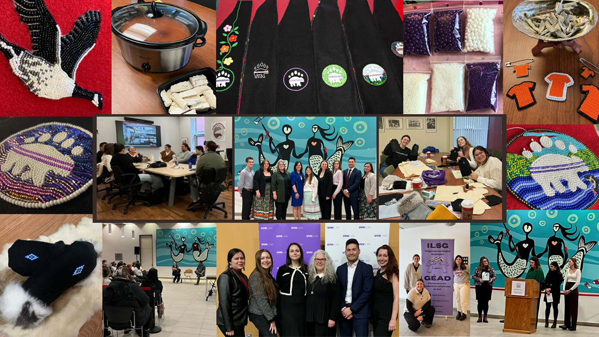collage of student events, beadwork, community gatherings