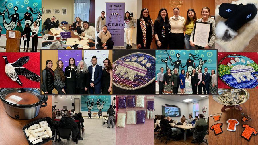 Faculté de droit Collage de candidats autochtones présentant des étudiants, des professeurs, des abimis et une peinture murale