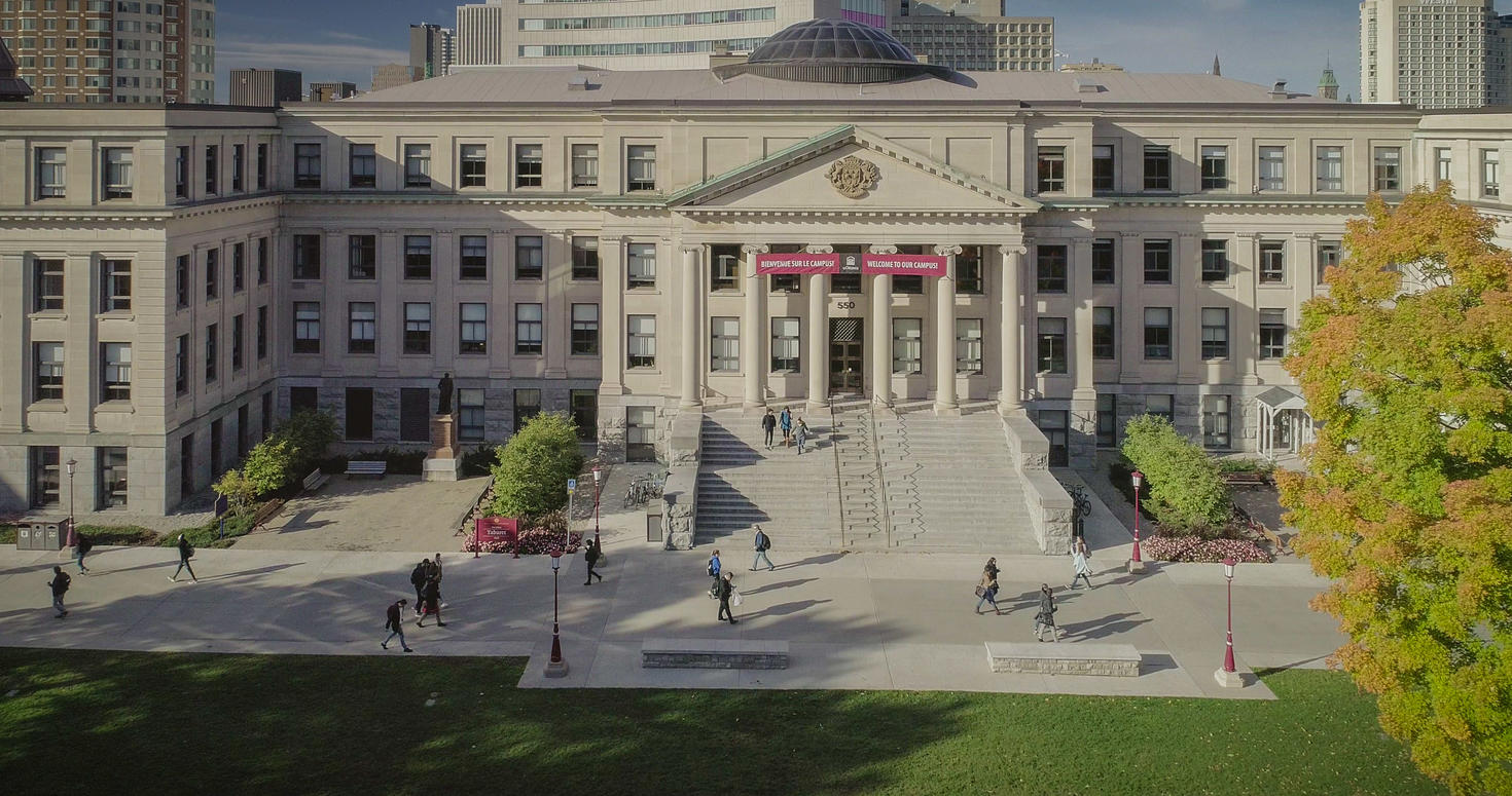 Front view of Tabaret Hall.