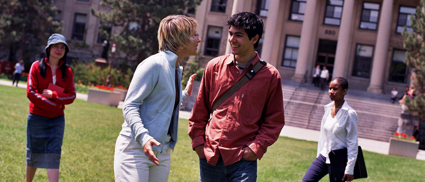 Students in front of Tabaret Hall