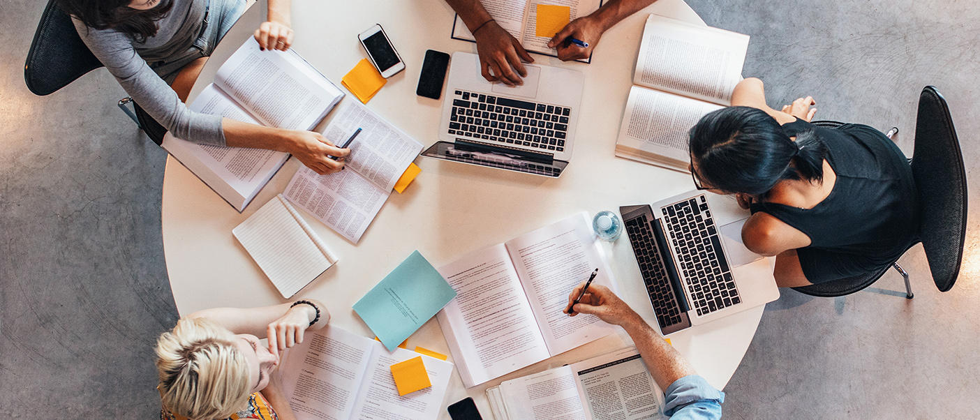 students around a table