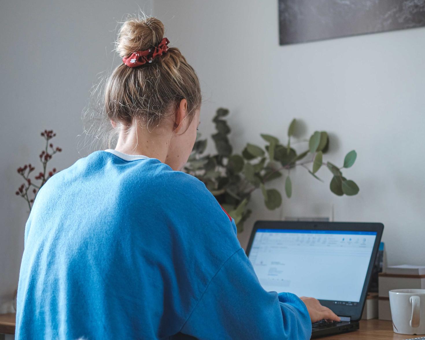 student working on laptop