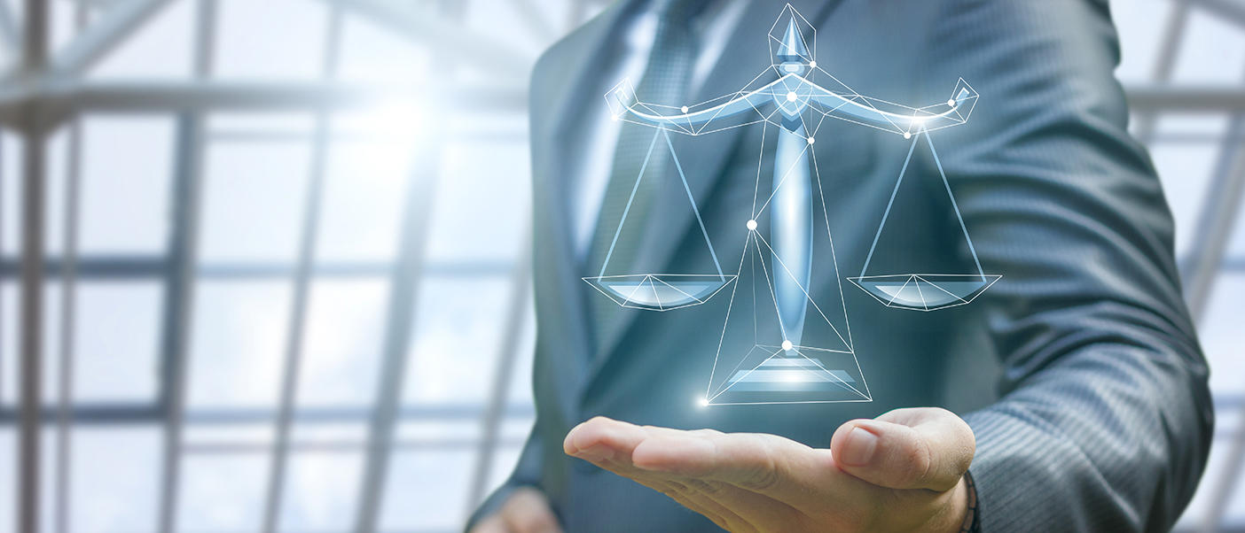 Person in suit holding a digital scale