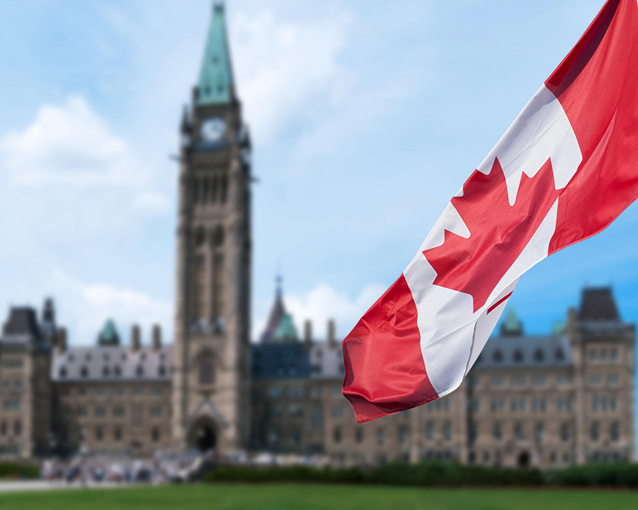 Canada Flag in front of the Ottawa Parliement
