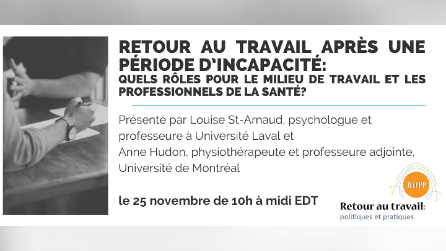 Webinar on Returning to work after a period of disability_