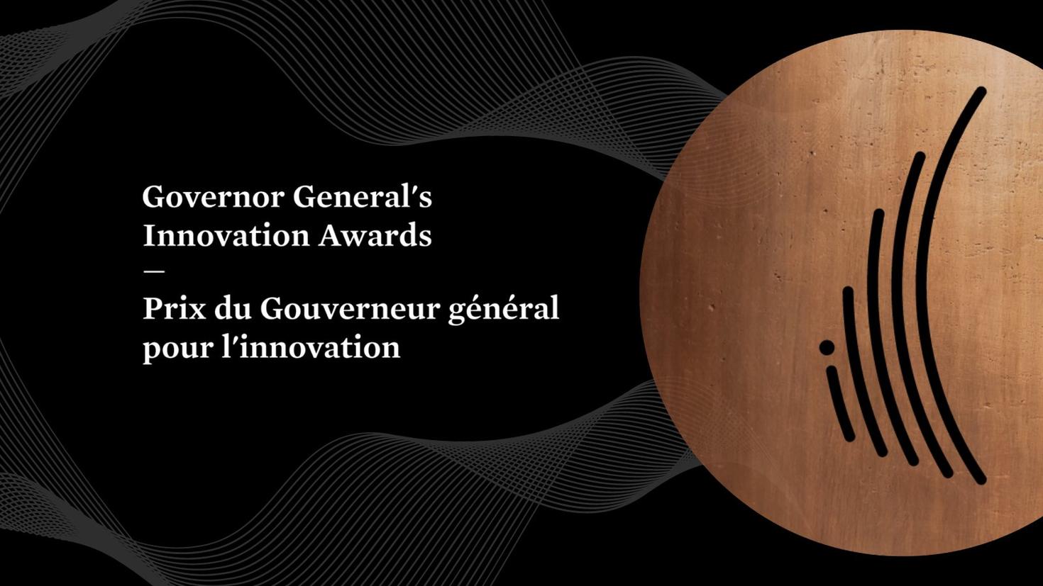 Governor General Innovation Awards black background with graphic waves