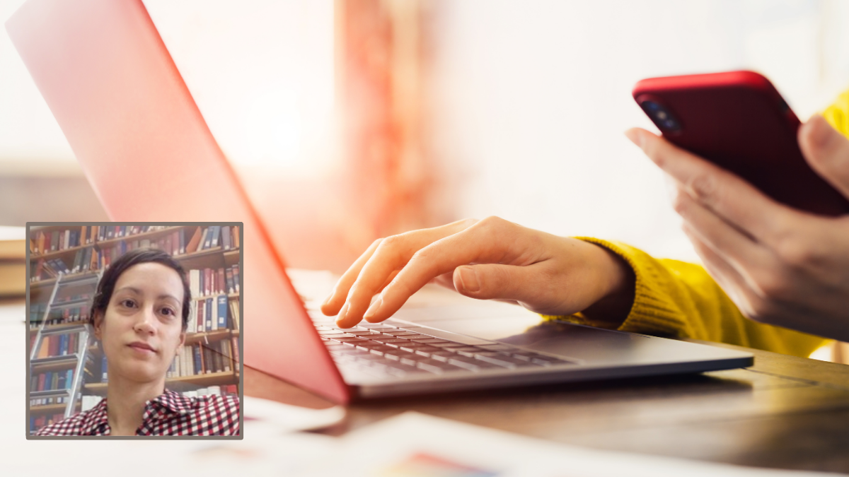 la prof Naivi Chikoc Barreda et une personne en mode télétravaille