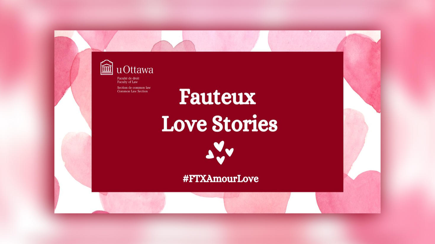 red banner with hearts fauteux love stories