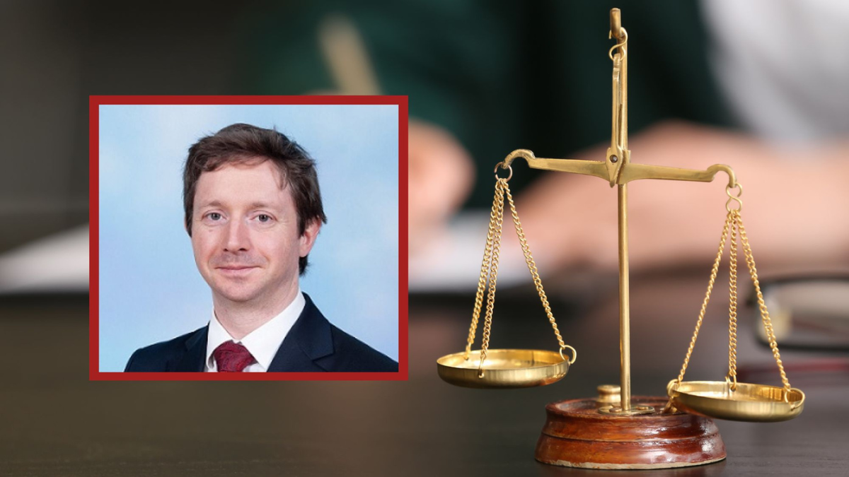 Professor Paul Daly photo inset against a backdrop of the scales of justice