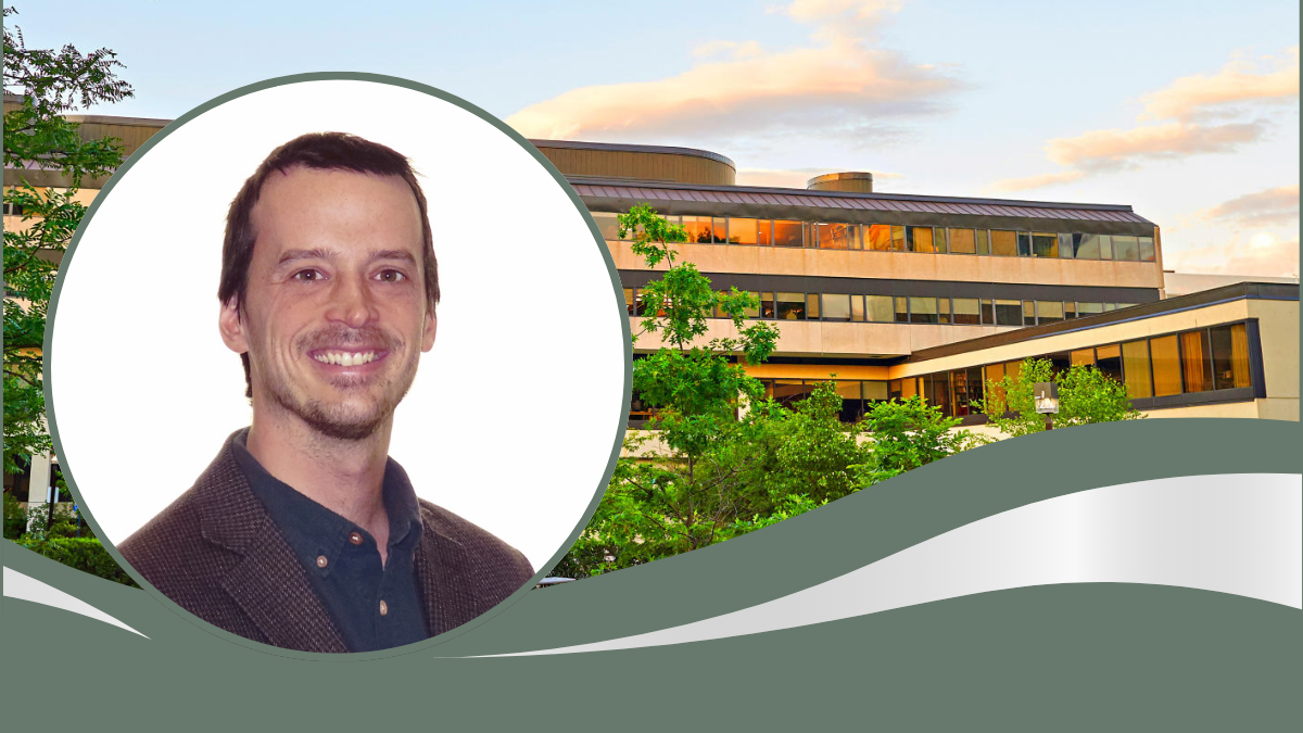 Professor Hugo Lafrenière (inset) against a background of Fauteux Hall, the law school building at uOttawa