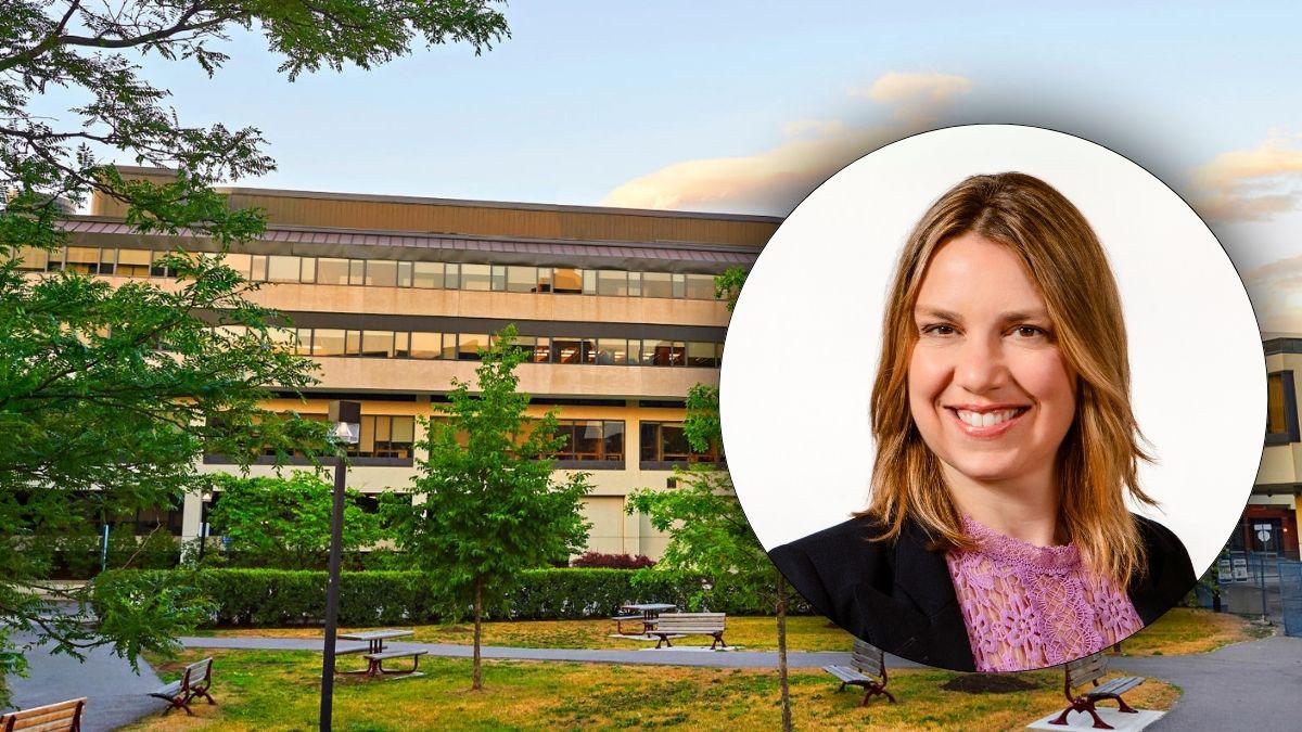 Kristen Boon, inset, against background of the Fauteux building