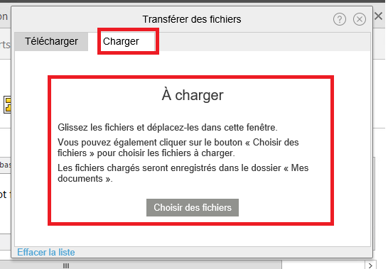 Capture d'écran de l'interface de chargement