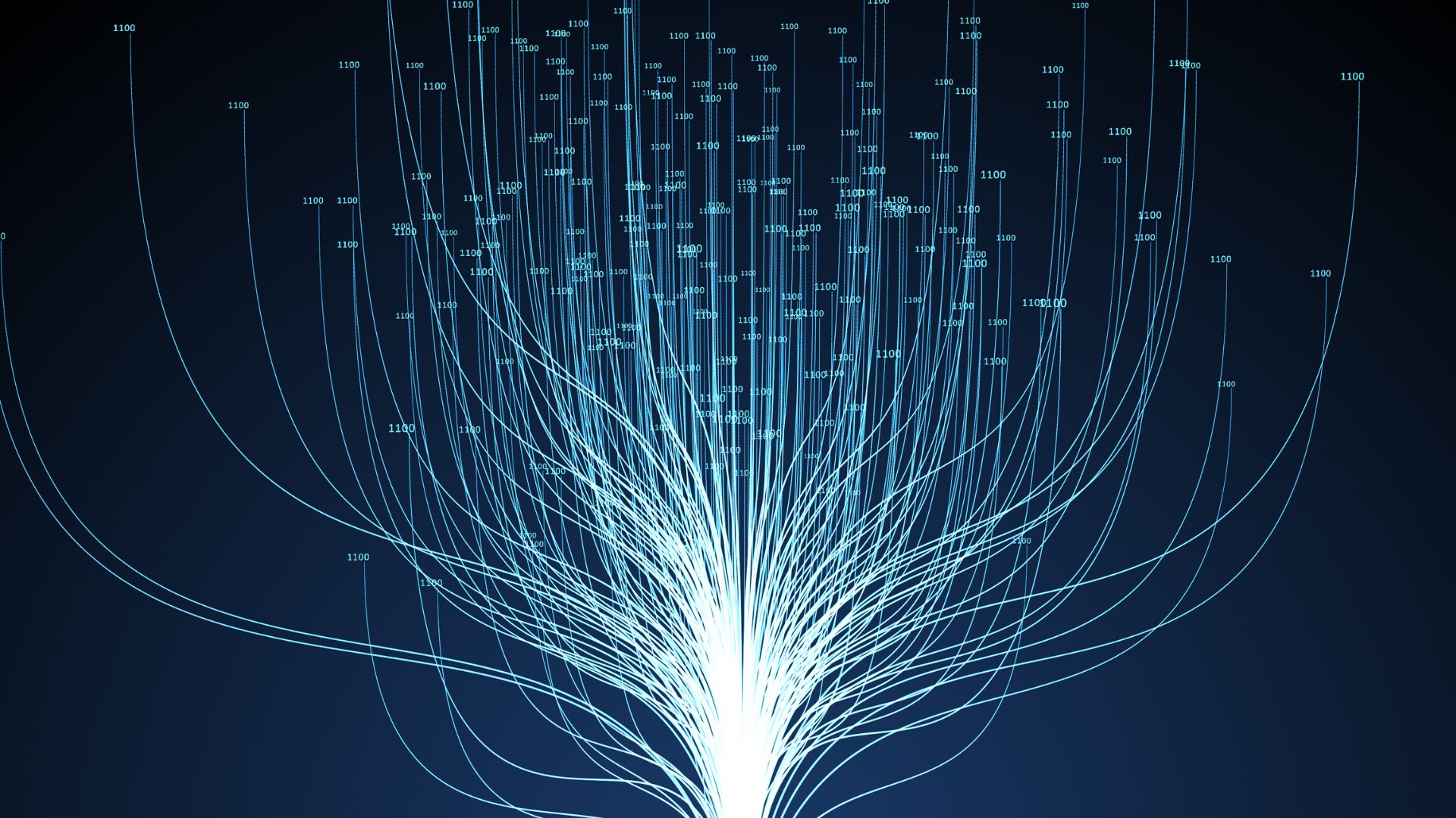 Embranchement numérique sous forme d'arbre sur fond bleu nuit 