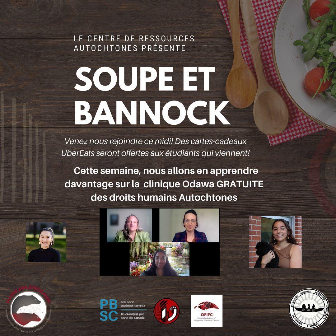 Affiche promotionnelle de l'événement Soup et Bannock.