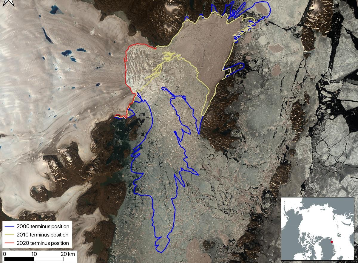 Le glacier Zachariae Isstrøm, au nord-est du Groenland.