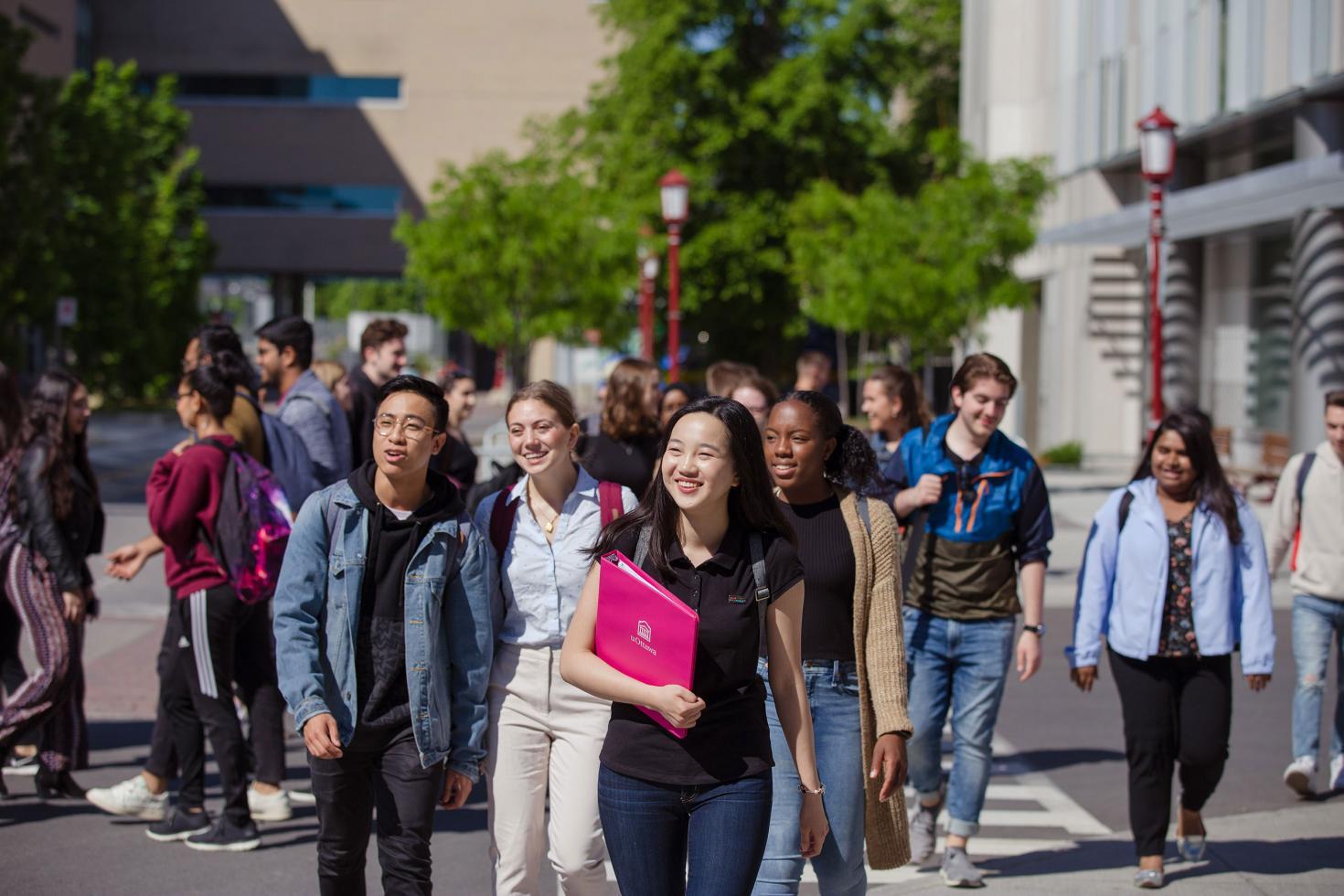 Group of students walking to class