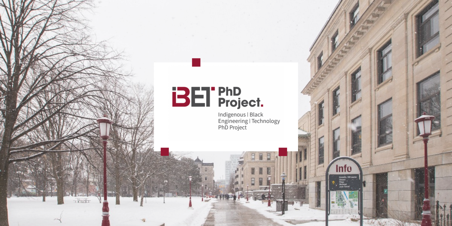 Logo du IBET PhD Project par dessus une photo du campus uOttawa