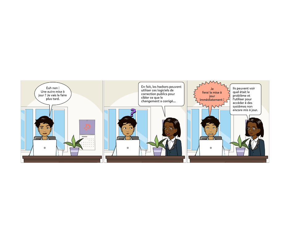 Conversation sur l'importance de la mise à jour de vos logiciels.