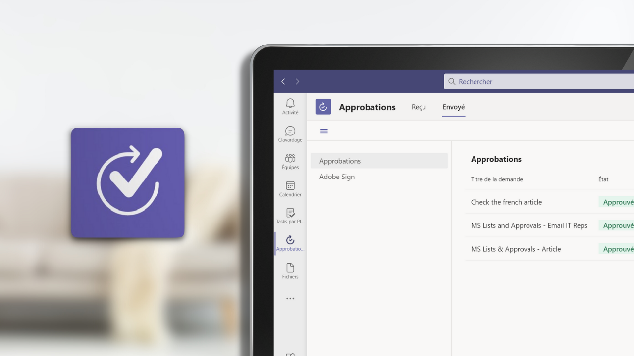 Vue de MS Approbations depuis un ordinateur.