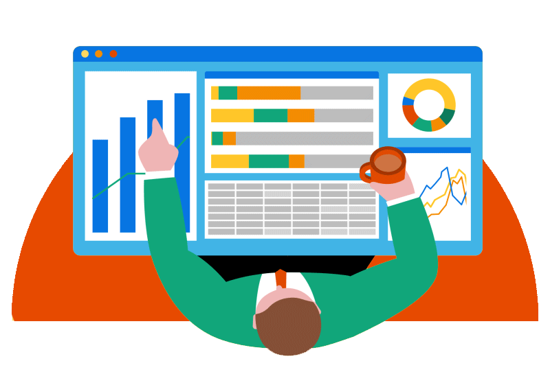 Illustration de quelqu'un travaillant à l'ordinateur.