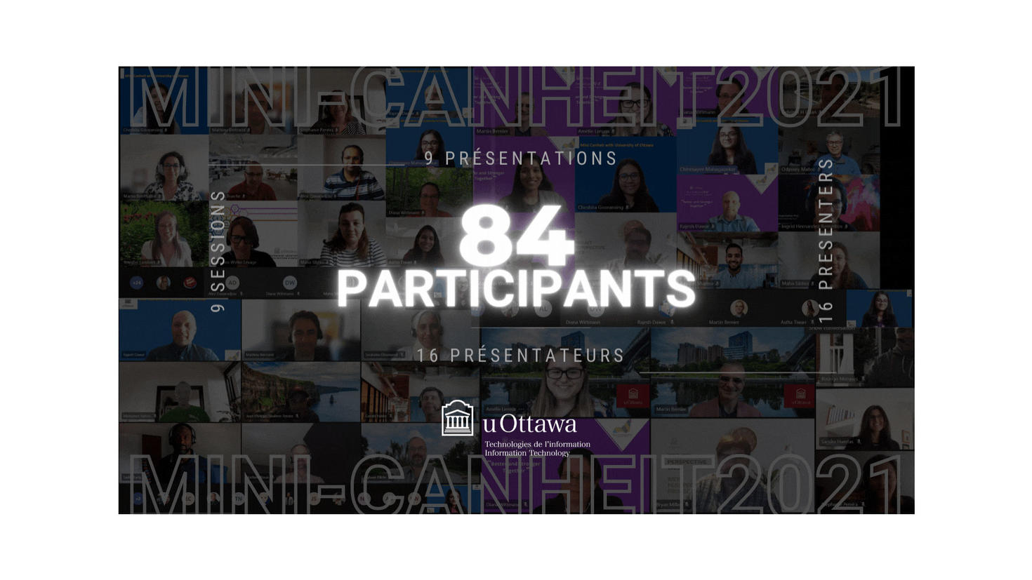 Collage des participants au mini-CANHEIT 2021 avec texte et logo TI superposé